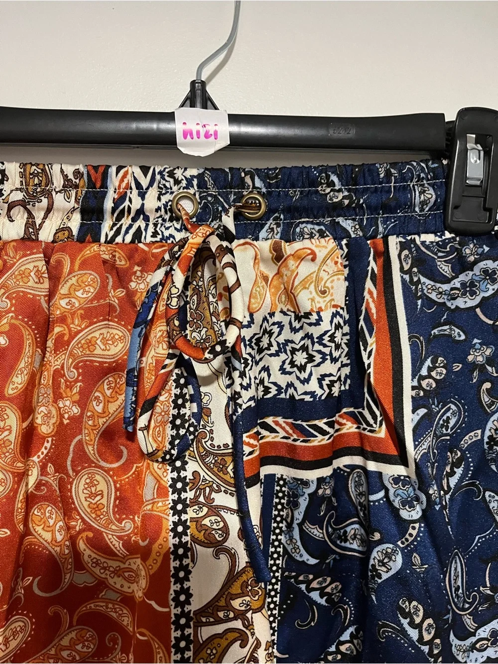 Boho Patchwork Tie-Waist Women’s Shorts — Blue & Brown